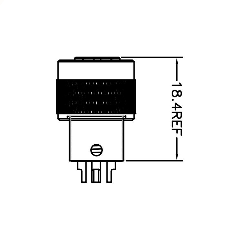 M12 4pins A code female moldable connector with shielded,short,for right angle cable,brass with nickel plated screw